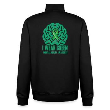 I Wear Green - Green Belt - Unisex Organic Zip Sweatshirt by Stanley/Stella - black - Back - AI Model Male 185 light (185cm)