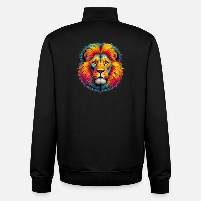Lion - Sweat zippé unisexe en coton bio Stanley/Stella - noir