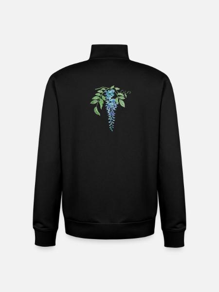 Wild Blue Wisteria Illustration - Unisex Organic Zip Sweatshirt by Stanley/Stella - black