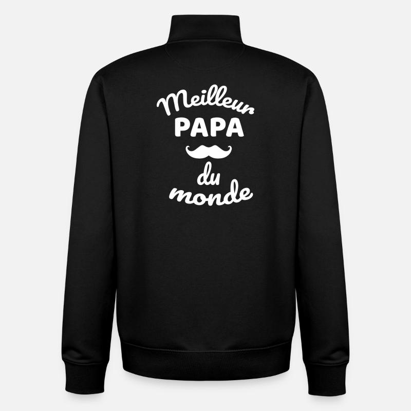 Authentic Overall Moustache Dad Design - Unisex Organic Zip Sweatshirt by Stanley/Stella - black
