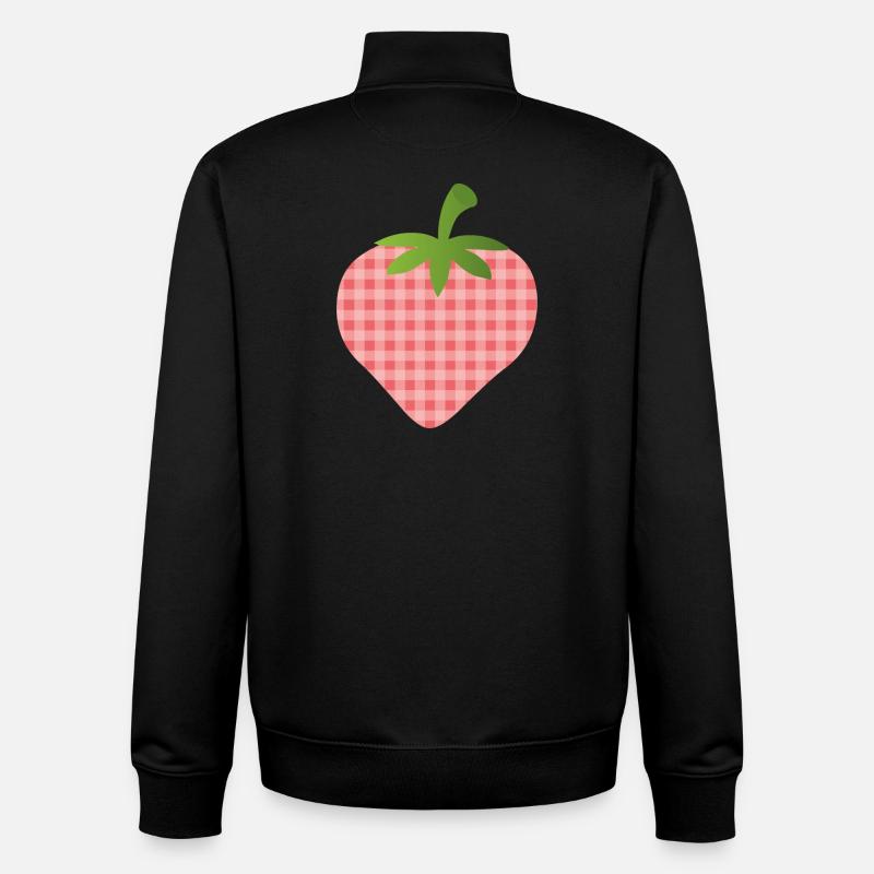 Erdbeere mit Karomuster - personalisierbar - Unisex Organic Zip Sweatshirt von Stanley/Stella - Schwarz