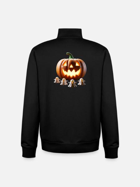 Halloween Pumpkin Ghosts - Unisex Organic Zip Sweatshirt by Stanley/Stella - black