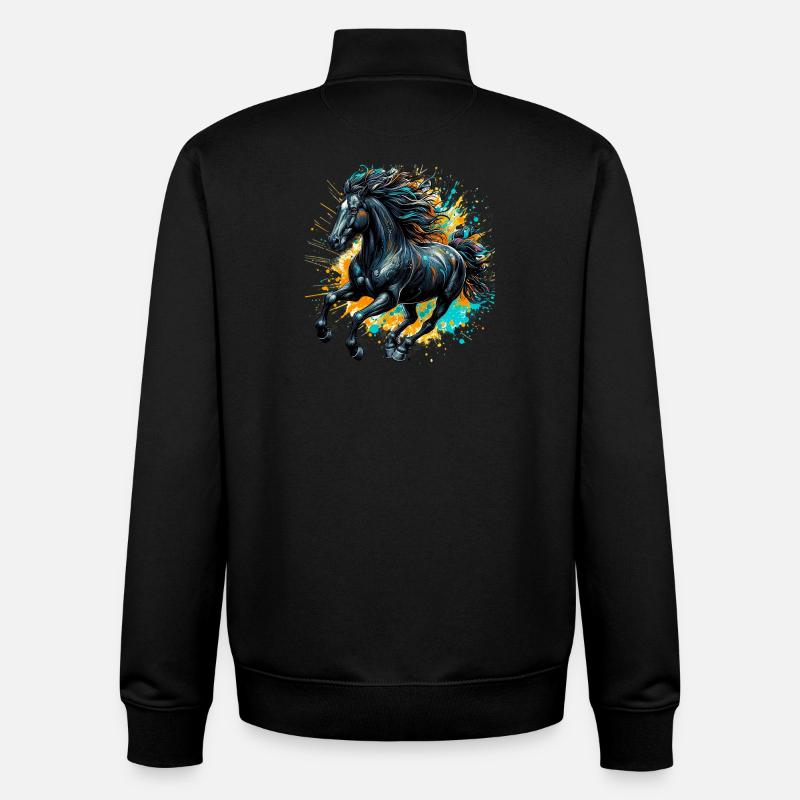 Horse - Unisex Organic Zip Sweatshirt by Stanley/Stella - black