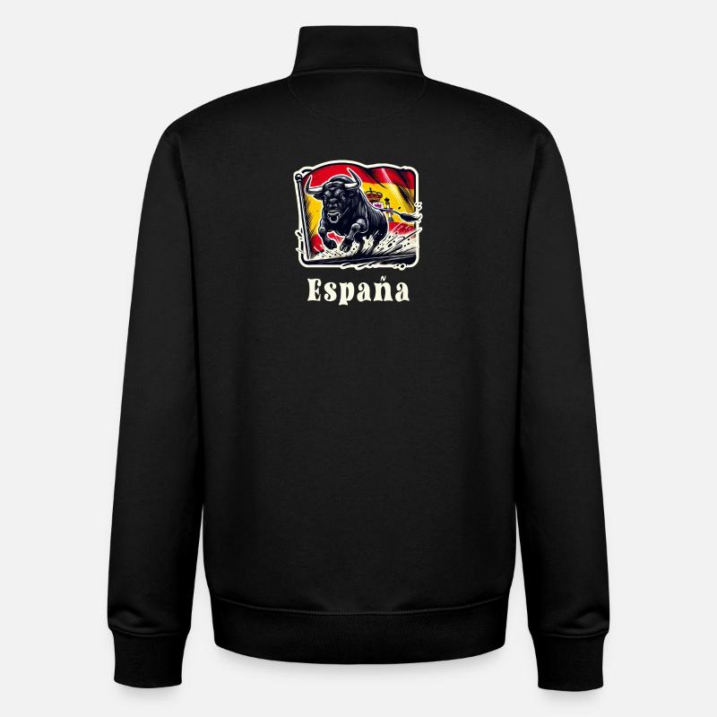 Spain Bull Flag Design - Unisex Organic Zip Sweatshirt by Stanley/Stella - black