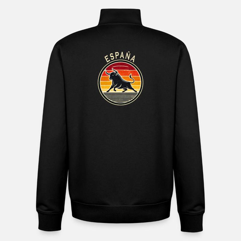 Espagne Taureau Design - Sweat zippé unisexe en coton bio Stanley/Stella - noir