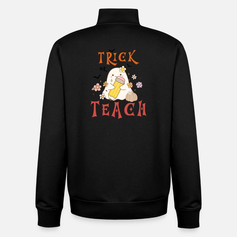 Trick Or Teach Halloween - Sweat zippé unisexe en coton bio Stanley/Stella - noir