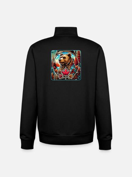 Canada bear nature design - Unisex Organic Zip Sweatshirt by Stanley/Stella - black