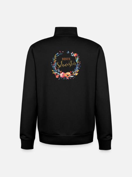 Beste Schwester! Personalisierbares Design - Unisex Organic Zip Sweatshirt von Stanley/Stella - Schwarz