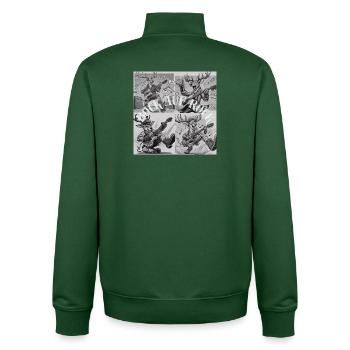 Rudolph's Rock Band Illustration - Unisex Organic Zip Sweatshirt by Stanley/Stella - bottle green - Back - AI Model Male 185 dark (185cm)