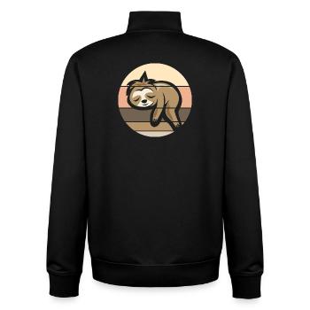 retro Faultier comic Symbol Sonnenuntergang Logo - Unisex Organic Zip Sweatshirt von Stanley/Stella - Schwarz - Hinten - AI Model Male 185 light (185cm)