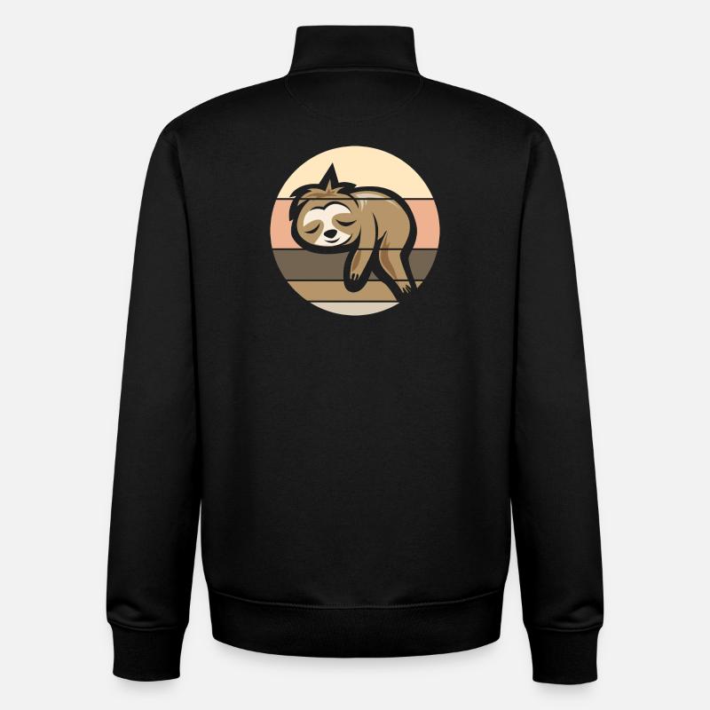 retro sloth comic icon sunset logo - Unisex Organic Zip Sweatshirt by Stanley/Stella - black