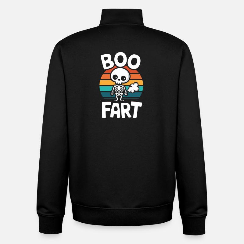 Squelette qui pète – Halloween drôle - Sweat zippé unisexe en coton bio Stanley/Stella - noir