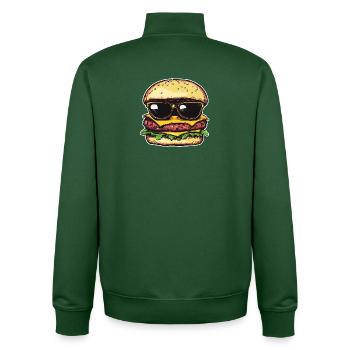 Burger with Sunglasses – Pop Art - Unisex Organic Zip Sweatshirt by Stanley/Stella - bottle green - Back - AI Model Male 185 dark (185cm)