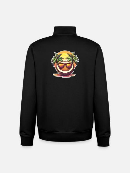 Coconut beach with sunglasses - Unisex Organic Zip Sweatshirt by Stanley/Stella - black