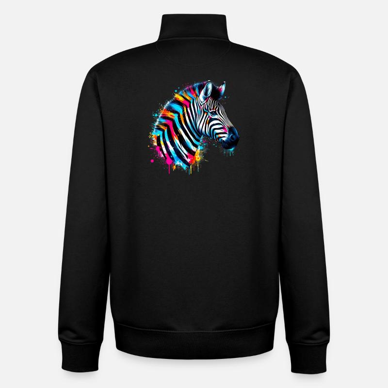 Zebra - Unisex Organic Zip Sweatshirt by Stanley/Stella - black
