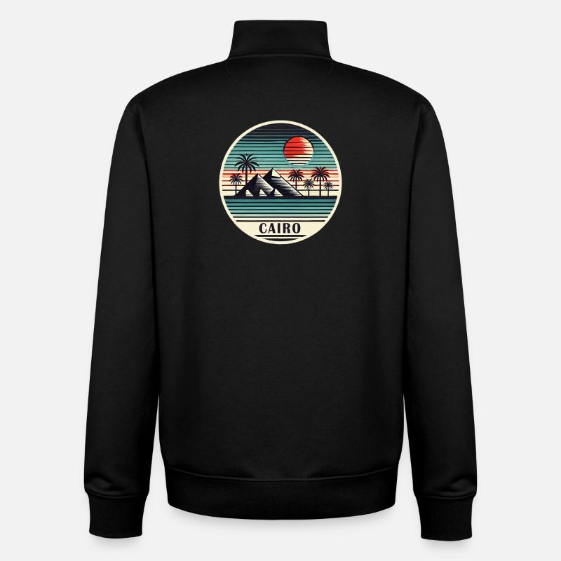 Le Caire, Égypte, Pyramides, Désert - Sweat zippé unisexe en coton bio Stanley/Stella - noir