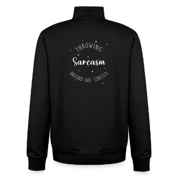 Throwing sarcasm around new - Unisex Organic Zip Sweatshirt von Stanley/Stella - Schwarz - Hinten - AI Model Male 185 light (185cm)