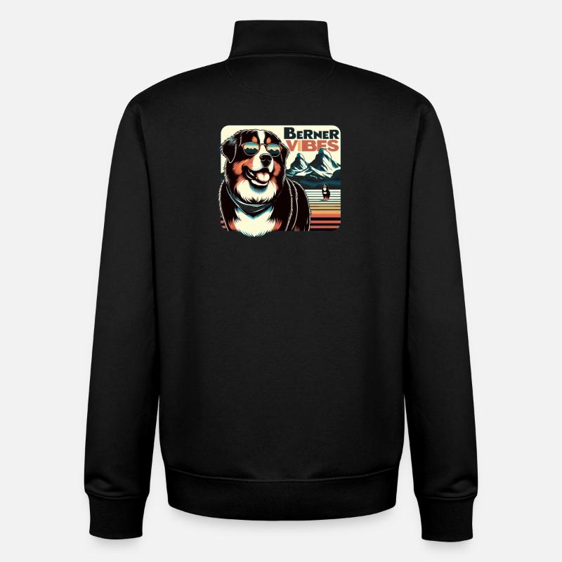 Bouvier bernois - Sweat zippé unisexe en coton bio Stanley/Stella - noir