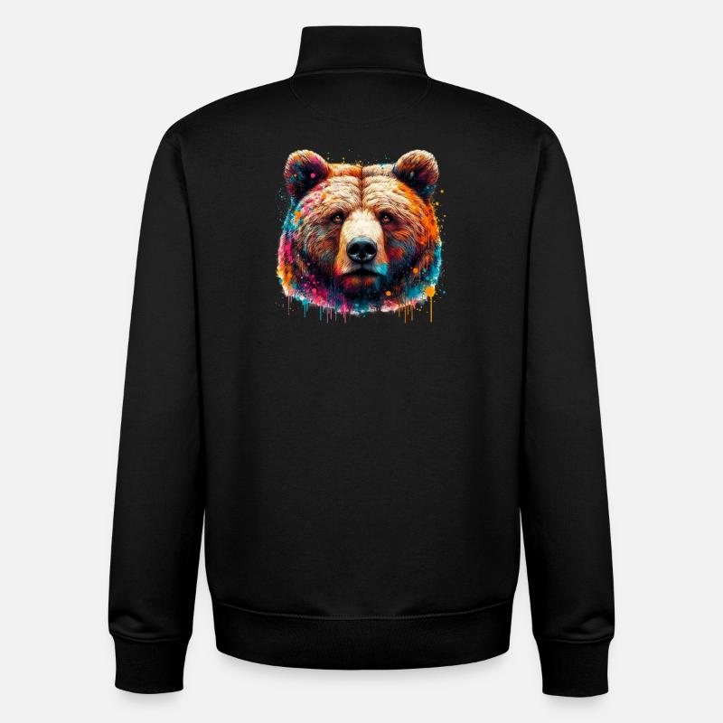 Ours - Sweat zippé unisexe en coton bio Stanley/Stella - noir