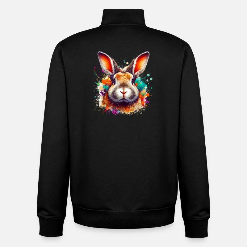 Lapin - Sweat zippé unisexe en coton bio Stanley/Stella - noir