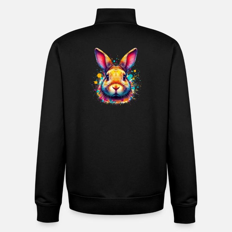 Lapin - Sweat zippé unisexe en coton bio Stanley/Stella - noir