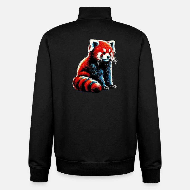 Petit panda - Sweat zippé unisexe en coton bio Stanley/Stella - noir