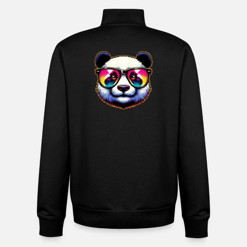 Panda avec lunettes de soleil - Sweat zippé unisexe en coton bio Stanley/Stella - noir