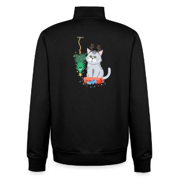Katze und Weihnachtsbaum Anti Weihnachten - Unisex Organic Zip Sweatshirt von Stanley/Stella - Schwarz - Hinten - AI Model Male 185 light (185cm)