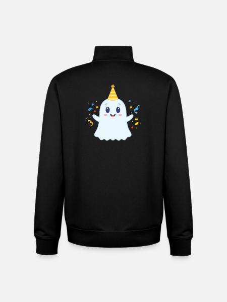 cute party ghost - Unisex Organic Zip Sweatshirt by Stanley/Stella - black