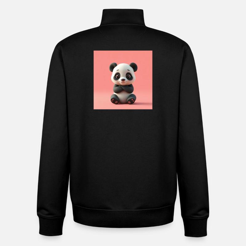 Panda mit Cartoon-Effekt - Unisex Organic Zip Sweatshirt von Stanley/Stella - Schwarz