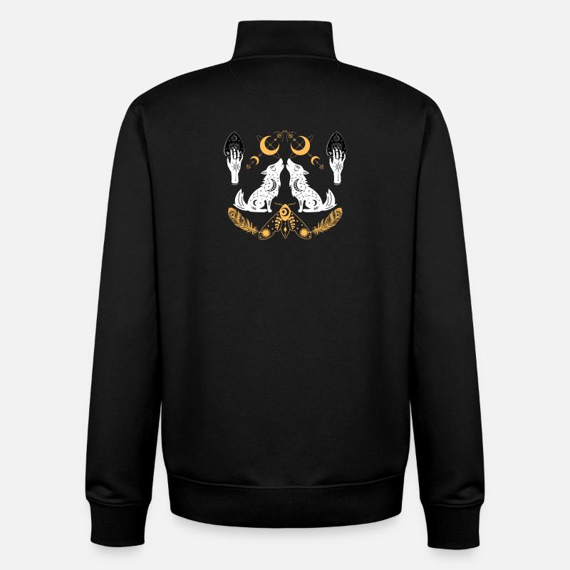 Emblème des Loups Lunaires - Sweat zippé unisexe en coton bio Stanley/Stella - noir