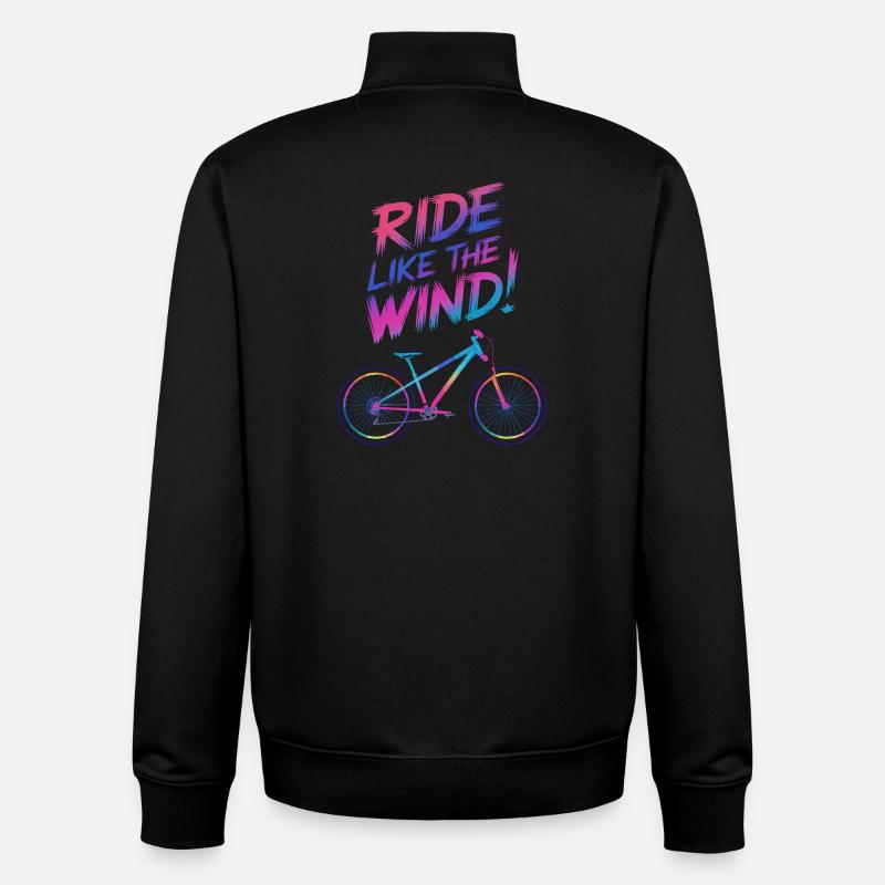 Vibrant Windsurf Bicycle Illustration - Unisex Organic Zip Sweatshirt by Stanley/Stella - black