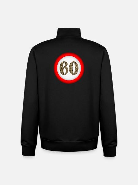 60th Birthday - NUMBER 60 ATTENTION - Unisex Organic Zip Sweatshirt by Stanley/Stella - black
