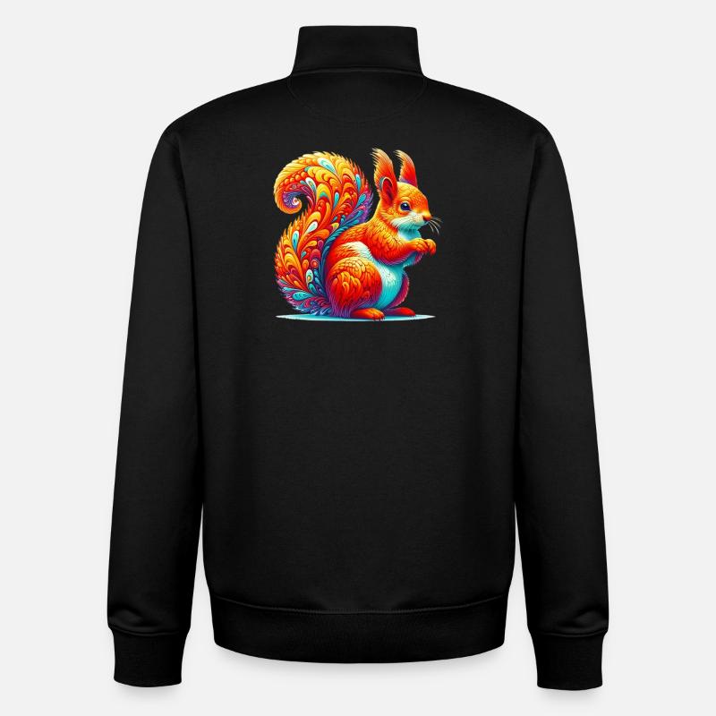 Écureuil - Sweat zippé unisexe en coton bio Stanley/Stella - noir