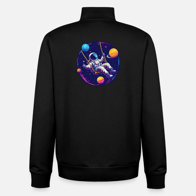 Astronaute avec balançoire dans l’espace - Sweat zippé unisexe en coton bio Stanley/Stella - noir