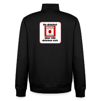 Pompiers volontaires , Chemise , Alarme incendie (25) - Sweat zippé unisexe en coton bio Stanley/Stella - noir - Dos - AI Model Male 185 light (185cm)