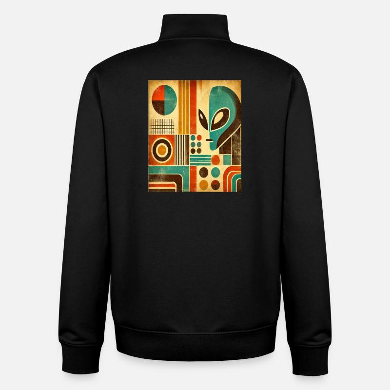 Retro abstraktes Bild mit Alien-Gesicht. - Unisex Organic Zip Sweatshirt von Stanley/Stella - Schwarz