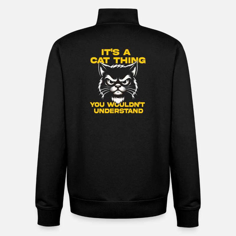 Cat Attitude Tee - Unisex Organic Zip Sweatshirt by Stanley/Stella - black