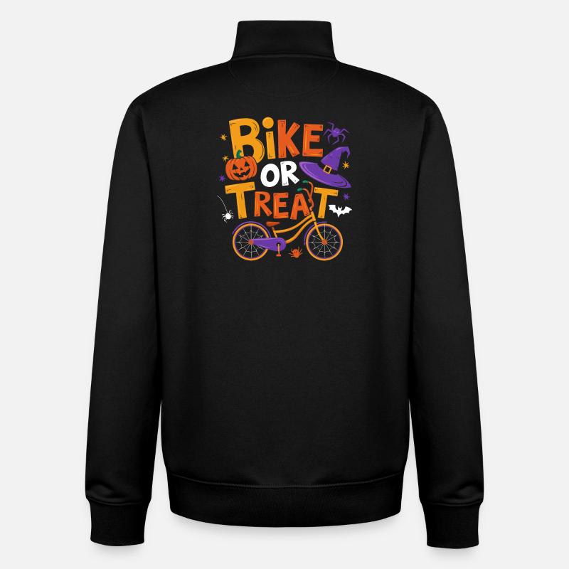 Halloween-Fahrrad oder Leckerli-Illustration - Unisex Organic Zip Sweatshirt von Stanley/Stella - Schwarz