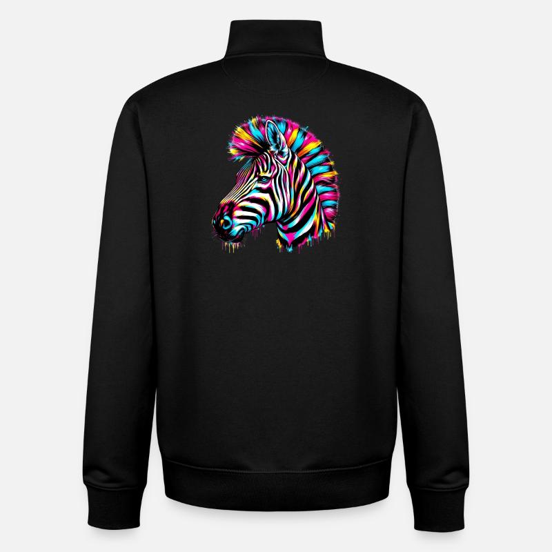Zèbre - Sweat zippé unisexe en coton bio Stanley/Stella - noir
