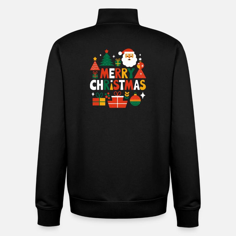 Design vibrant de joyeux Noël - Sweat zippé unisexe en coton bio Stanley/Stella - noir