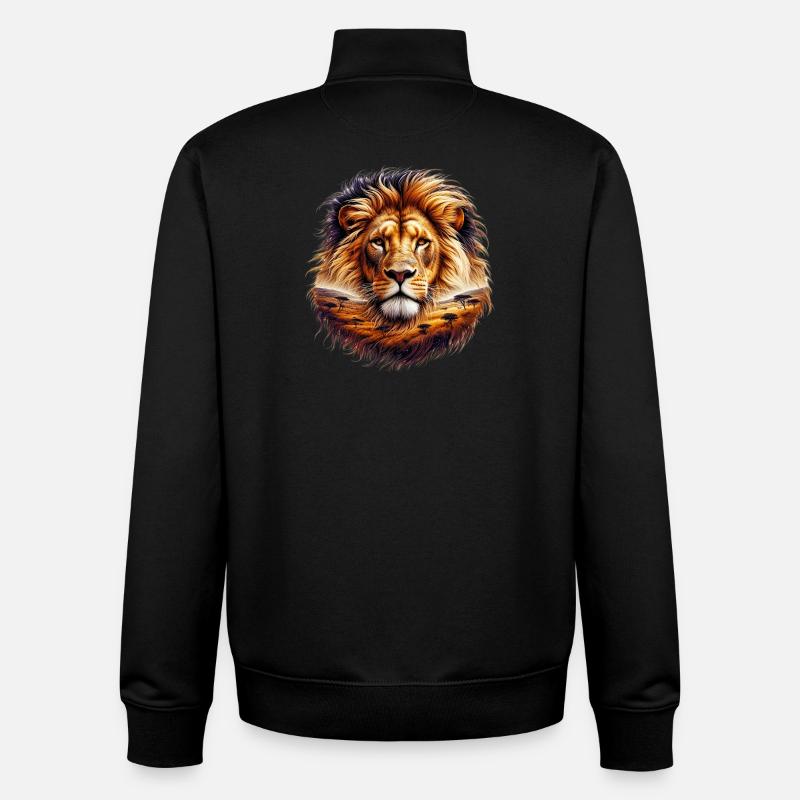 Lion - Sweat zippé unisexe en coton bio Stanley/Stella - noir