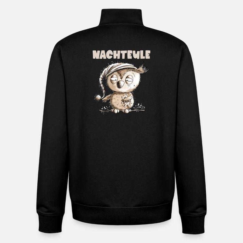 Drollige Nachteule Eule - Unisex Organic Zip Sweatshirt von Stanley/Stella - Schwarz