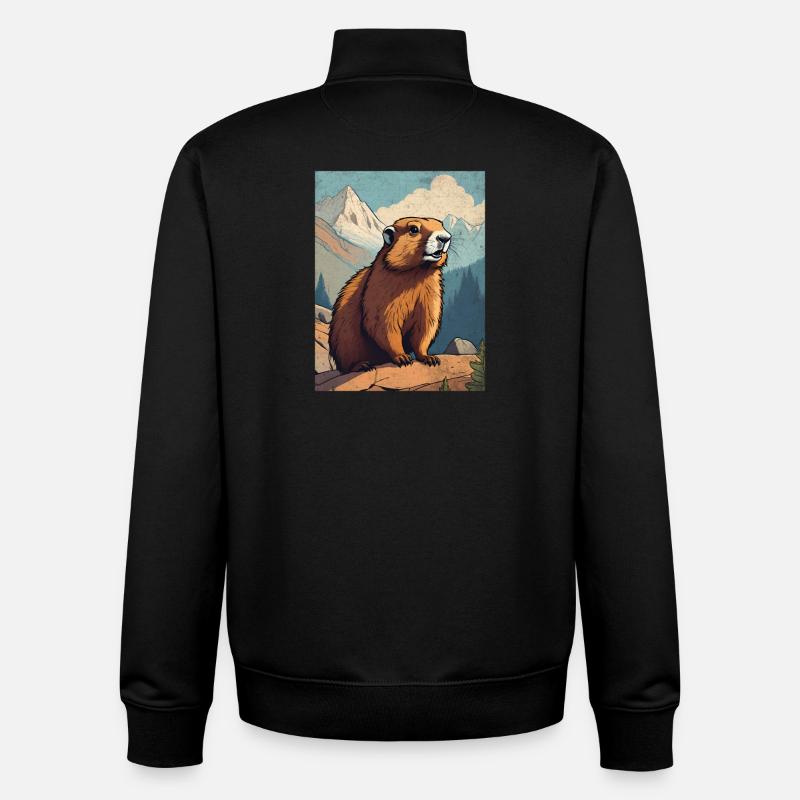 Murmeltier in den Bergen - Unisex Organic Zip Sweatshirt von Stanley/Stella - Schwarz