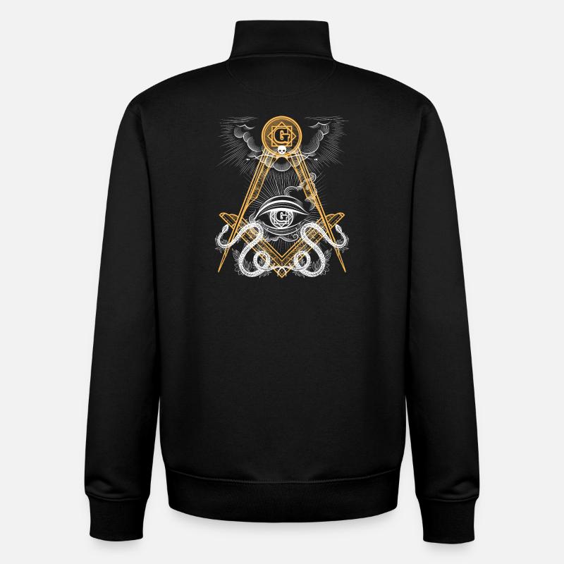 Emblème de l’œil maçonnique - Sweat zippé unisexe en coton bio Stanley/Stella - noir