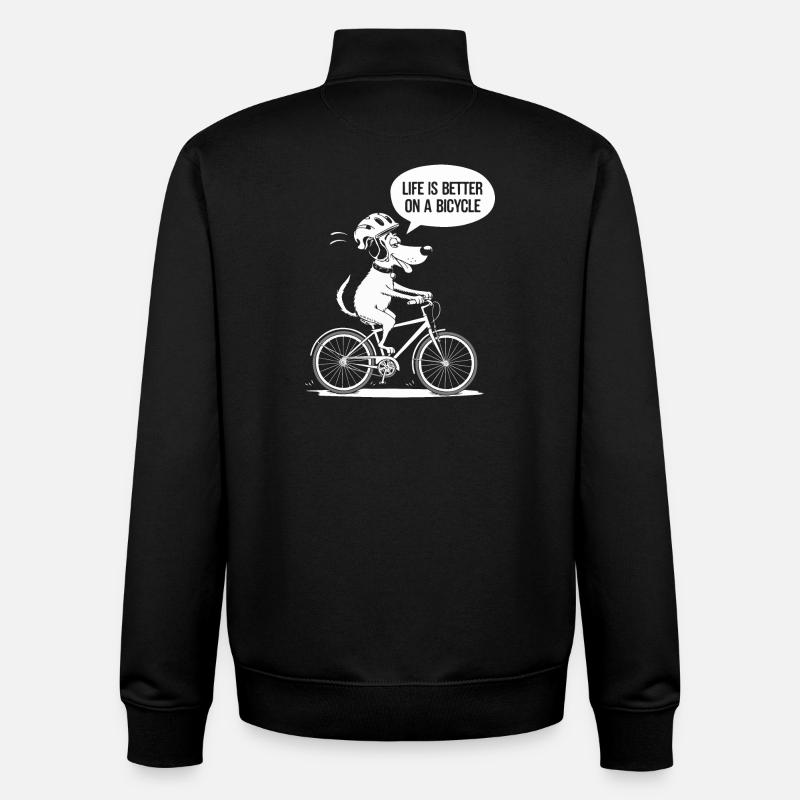 Bicycle Life Better Slogan Design - Unisex Organic Zip Sweatshirt by Stanley/Stella - black
