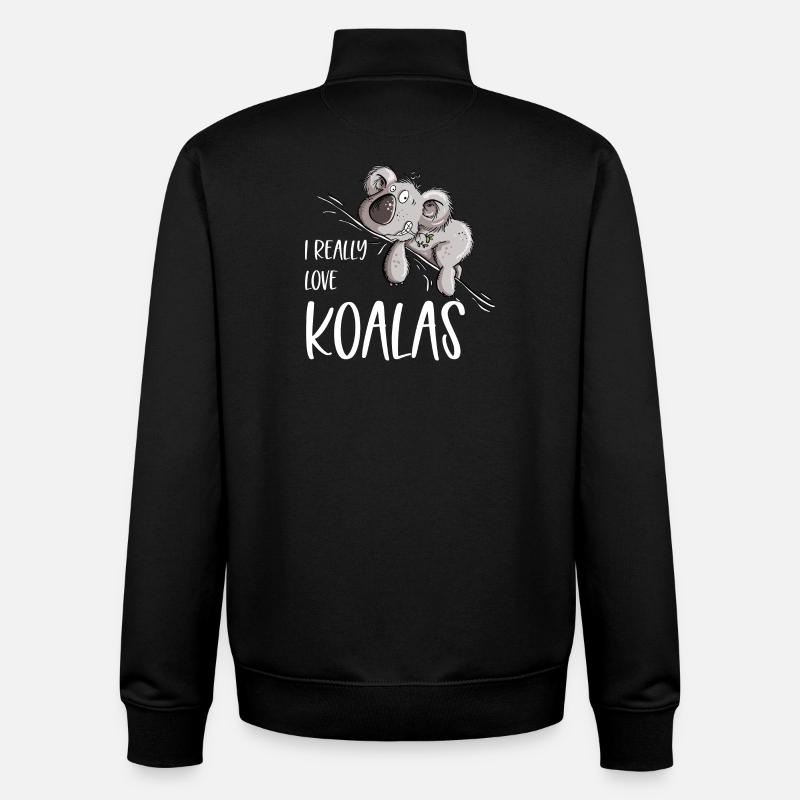 J’aime vraiment Koalas Koala Bear - Sweat zippé unisexe en coton bio Stanley/Stella - noir