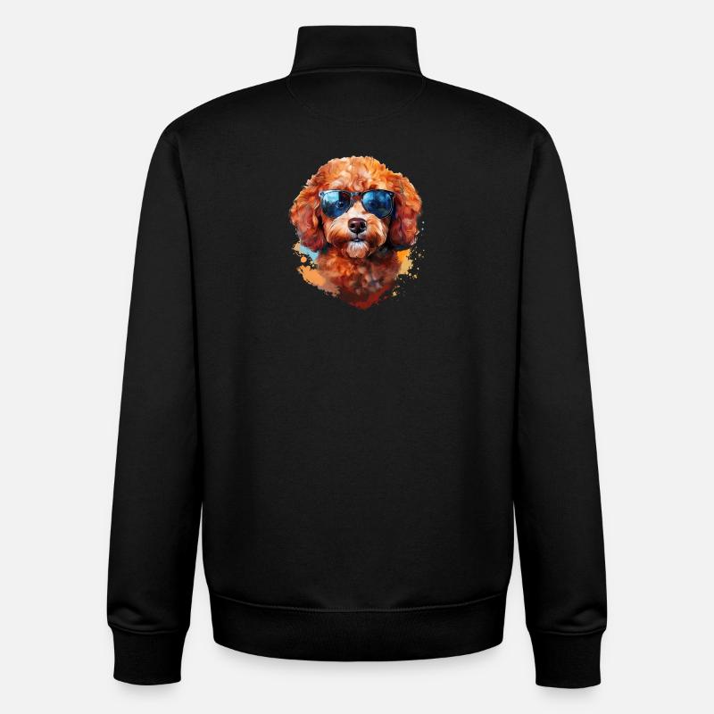 Kleinpudel mit Sonnenbrille - Unisex Organic Zip Sweatshirt von Stanley/Stella - Schwarz