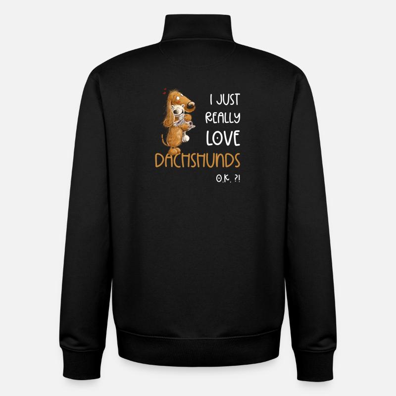 J’aime vraiment les teckels teckels - Sweat zippé unisexe en coton bio Stanley/Stella - noir