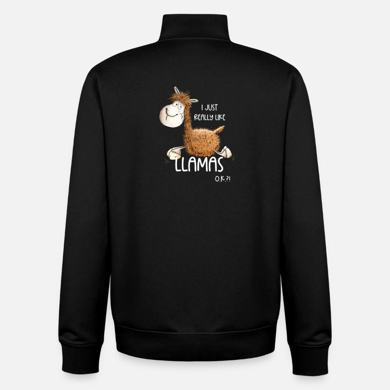 I Just Really Like Llamas - Unisex Organic Zip Sweatshirt by Stanley/Stella - black